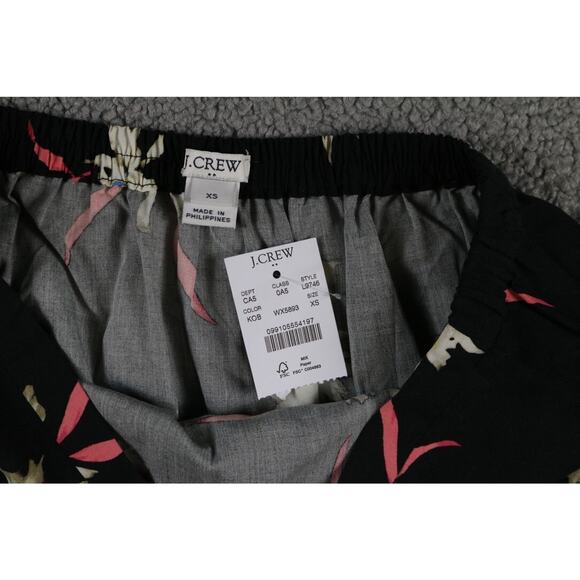 New Jcrew Skirt Xs Black Floral Print Ruffle Pull On - Picture 6 of 8